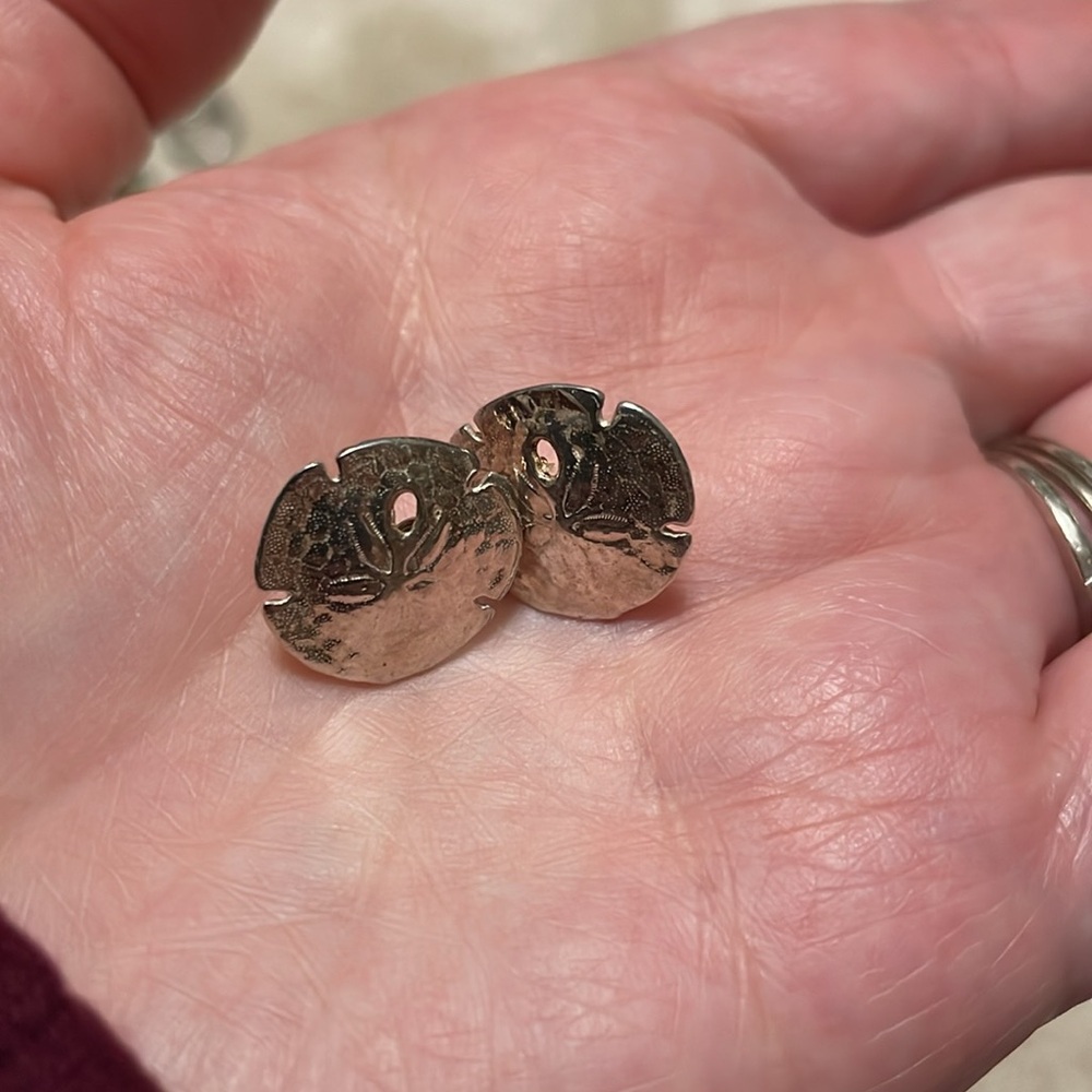 Sterling silver sand dollar post back earrings